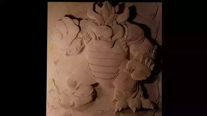 Bowser Super Mario CNC 3d Print High Relief Sand Casting