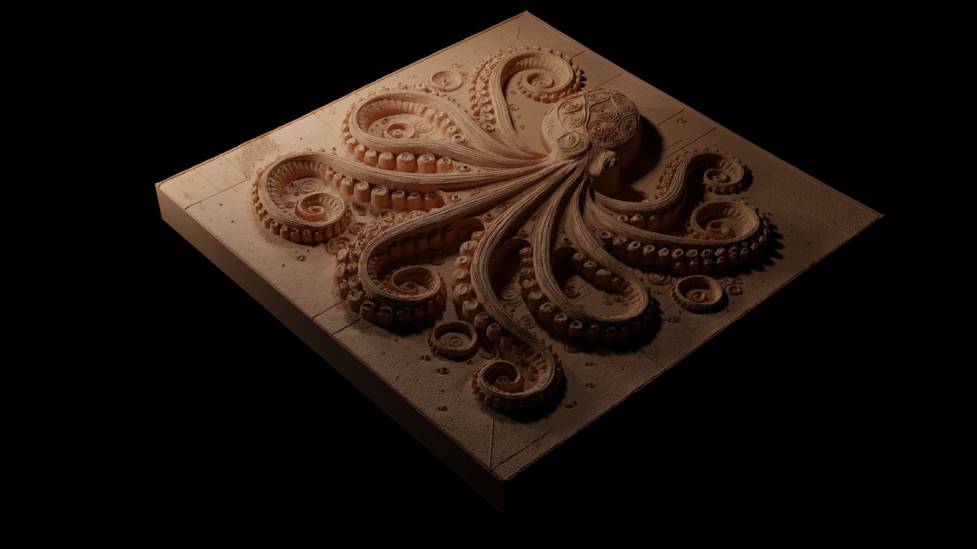 Blue-Ringed Octopus CNC 3d Print High Relief Sand Casting 3D print model_1