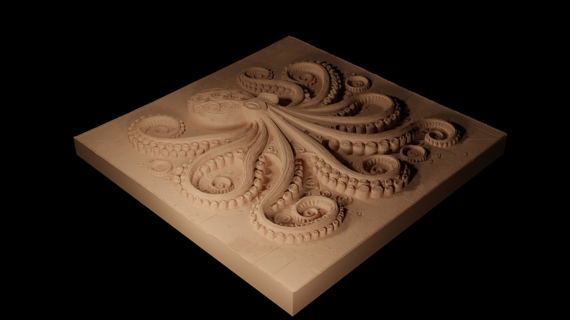 Blue-Ringed Octopus CNC 3d Print High Relief Sand Casting 3D print model_2