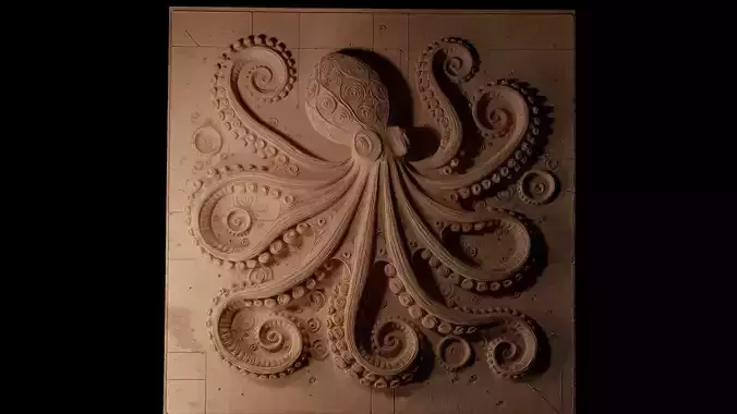 Blue-Ringed Octopus CNC 3d Print High Relief Sand Casting 3D print model Blue-Ringed Octopus CNC 3d Print High Relief Sand Casting 3D print model