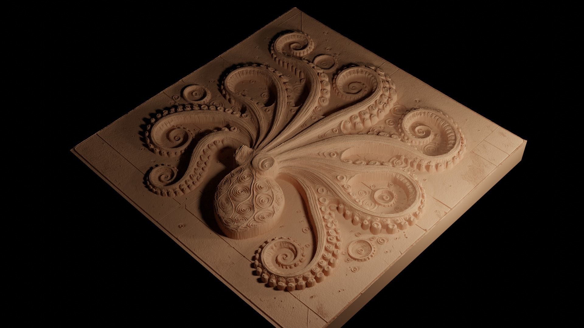 Blue-Ringed Octopus CNC 3d Print High Relief Sand Casting 3D print model_4