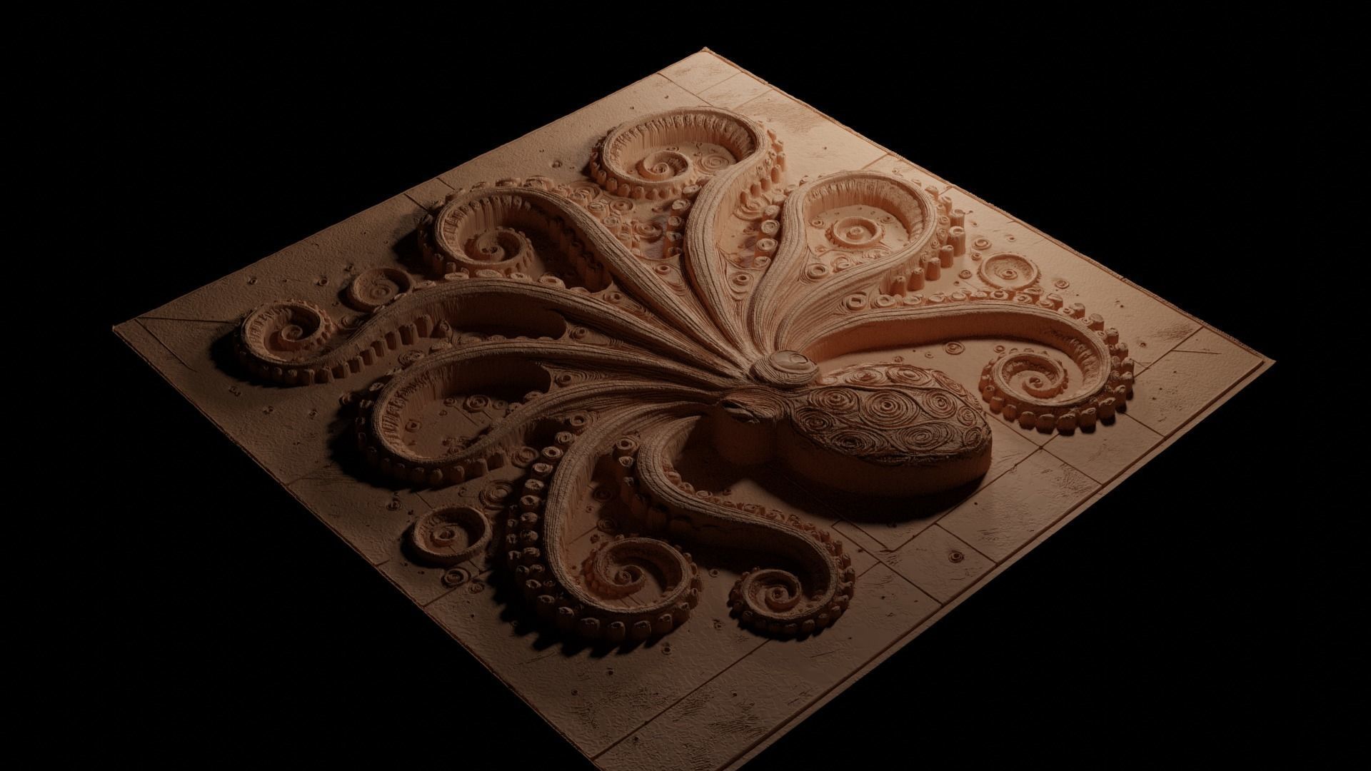 Blue-Ringed Octopus CNC 3d Print High Relief Sand Casting 3D print model_3