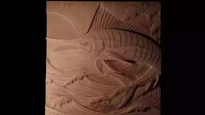 Blue Marlin CNC 3d Print High Relief Sand Casting