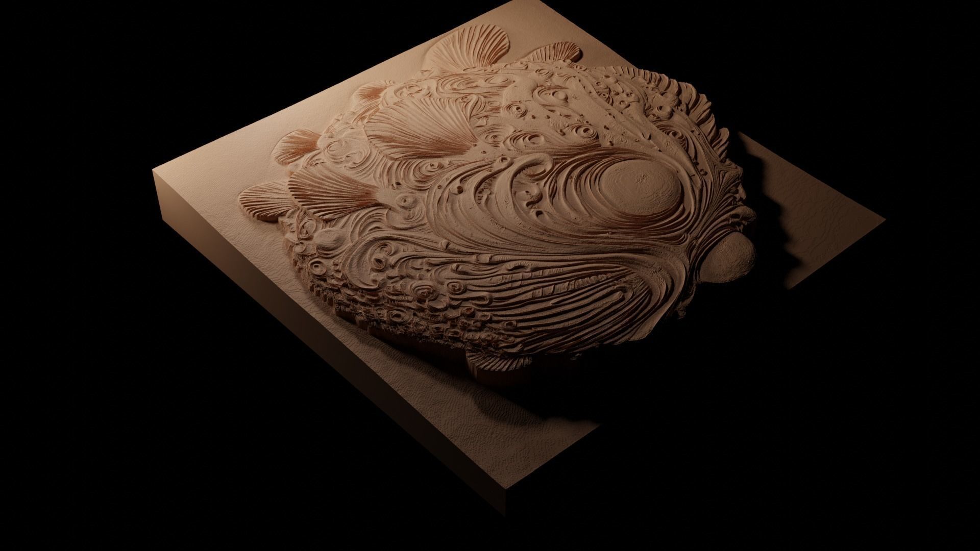 Blobfish CNC 3d Print High Relief Sand Casting 3D print model_1