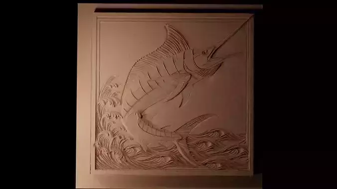 Black Marlin CNC 3d Print High Relief Sand Casting 3D print model