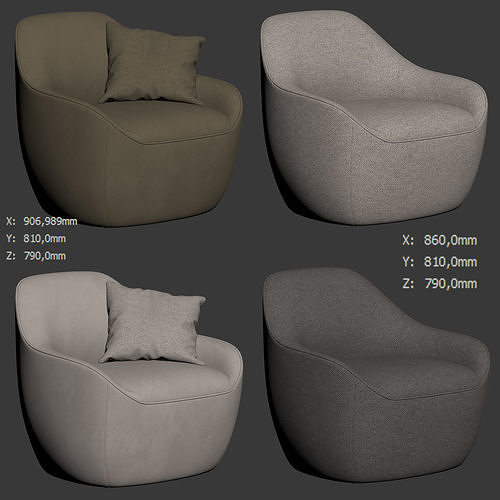 Becca Armchair By Bernhardt Design 3D model 7