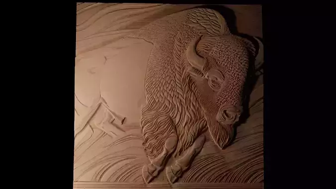 Bison CNC 3d Print High Relief Sand Casting 3D print model