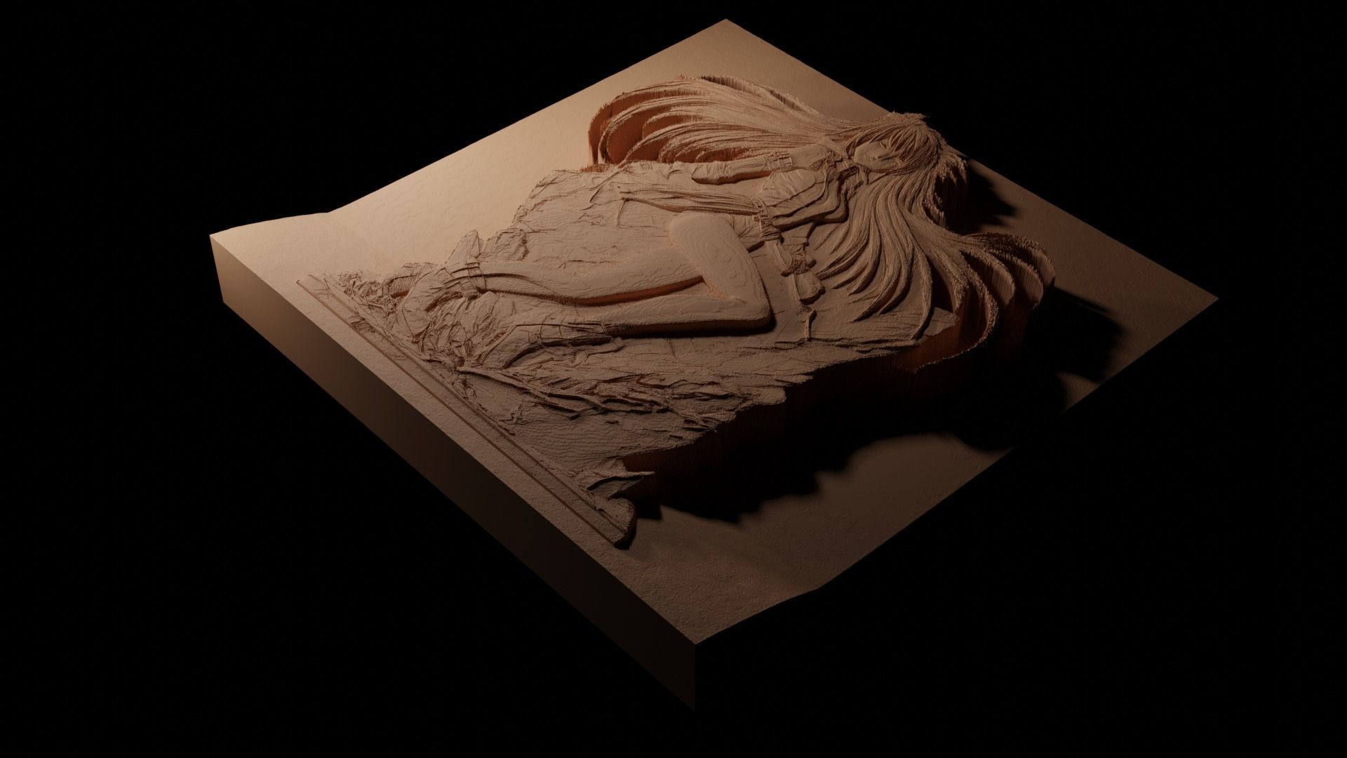 Bayonetta CNC 3d Print High Relief Sand Casting 3D print model_1