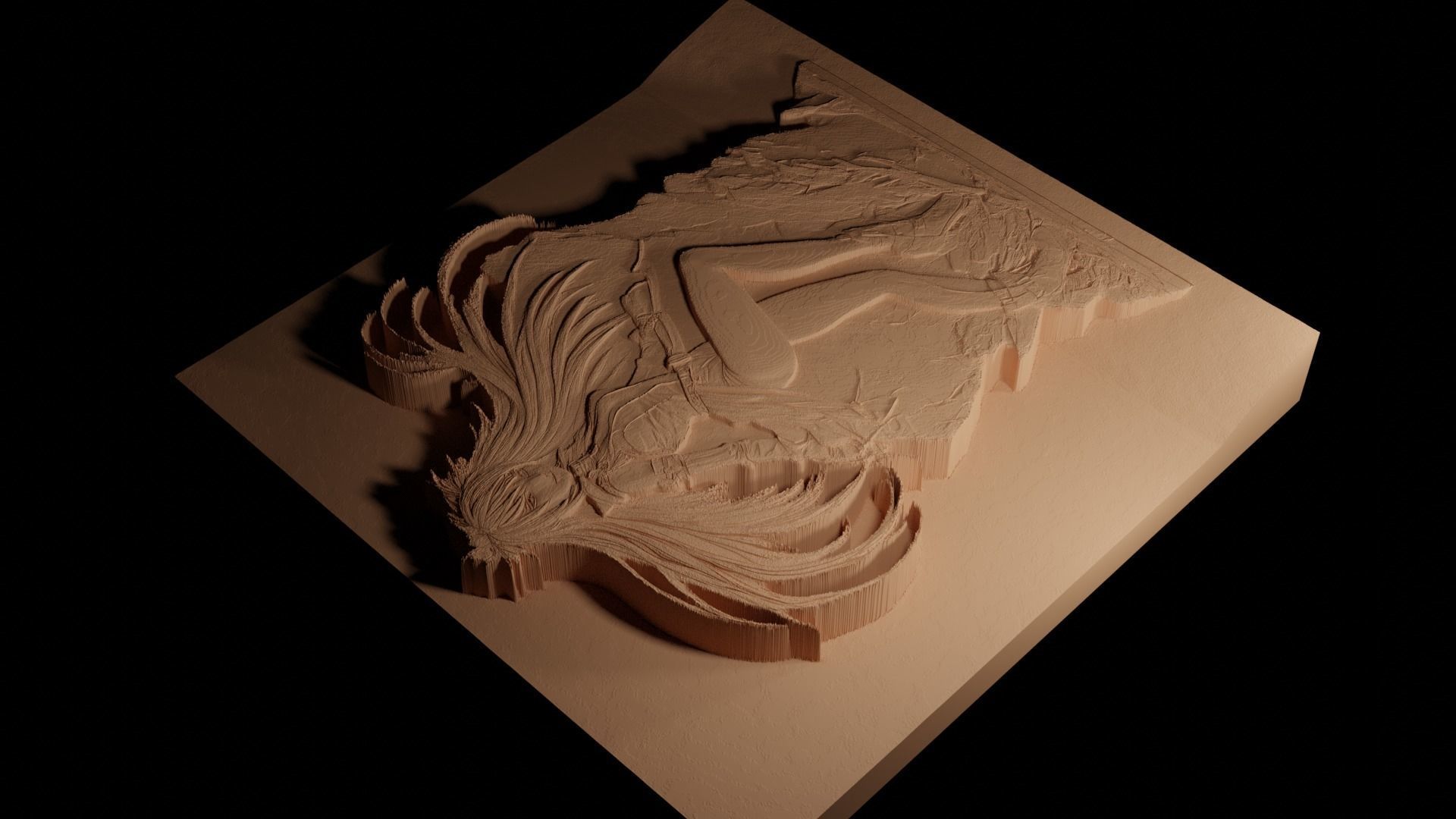 Bayonetta CNC 3d Print High Relief Sand Casting 3D print model_4