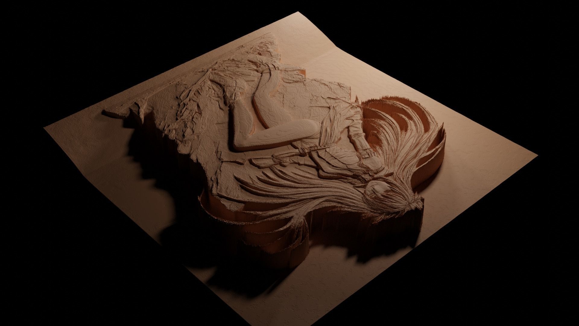 Bayonetta CNC 3d Print High Relief Sand Casting 3D print model_3