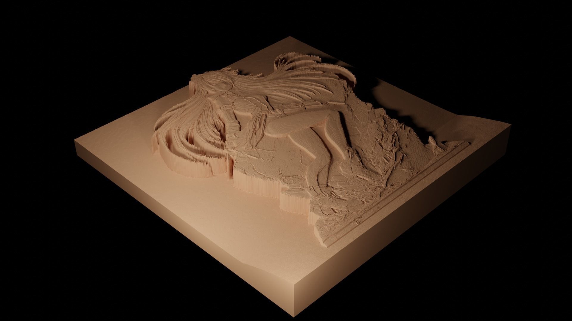 Bayonetta CNC 3d Print High Relief Sand Casting 3D print model_2