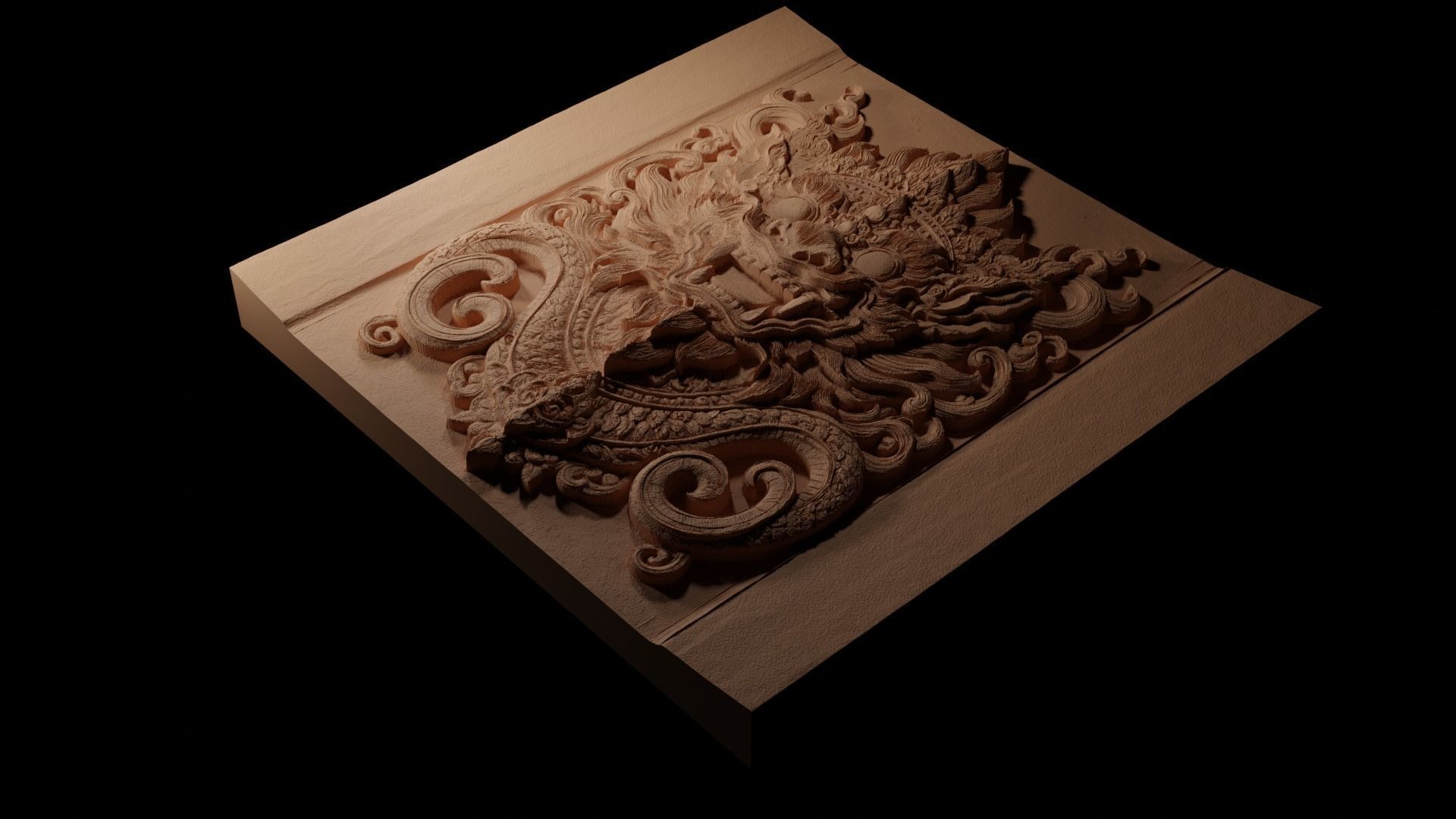 Barong CNC 3d Print High Relief Sand Casting 3D print model_1