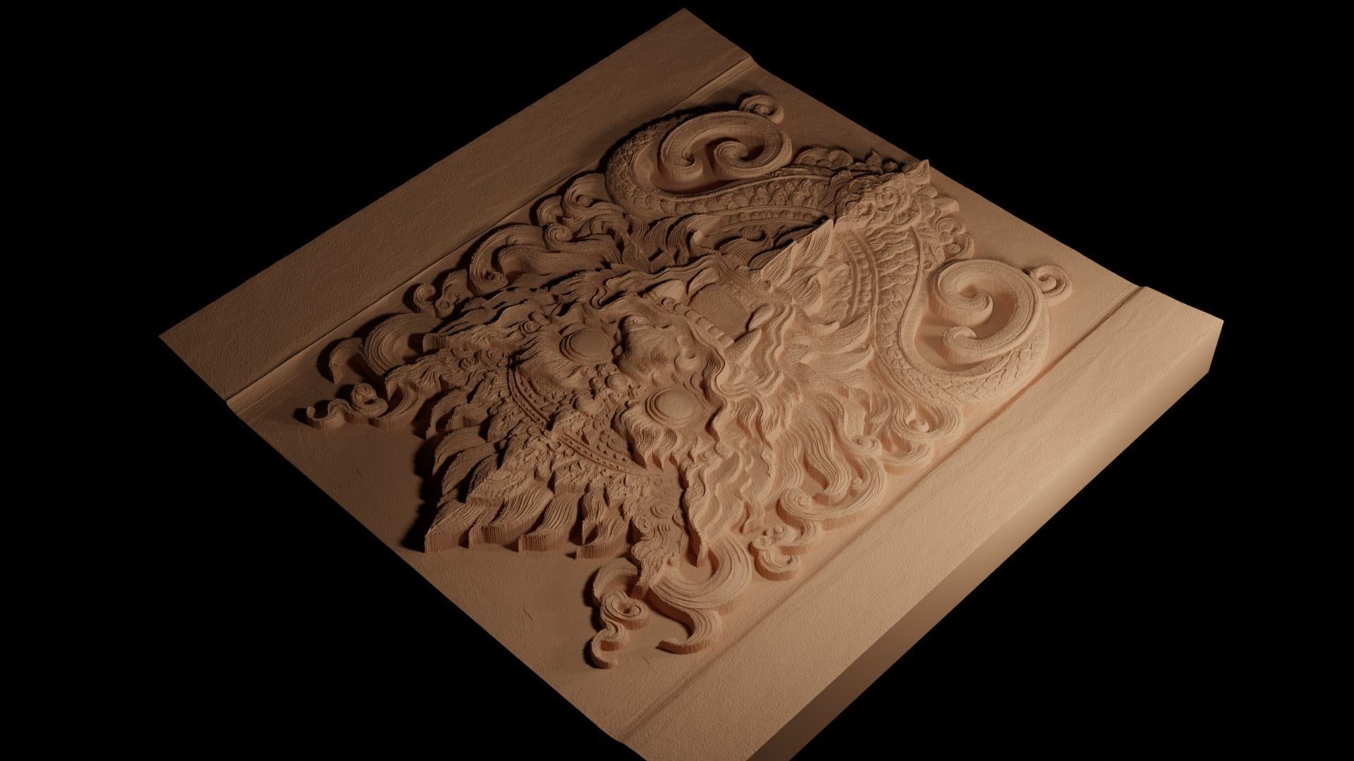 Barong CNC 3d Print High Relief Sand Casting 3D print model_4