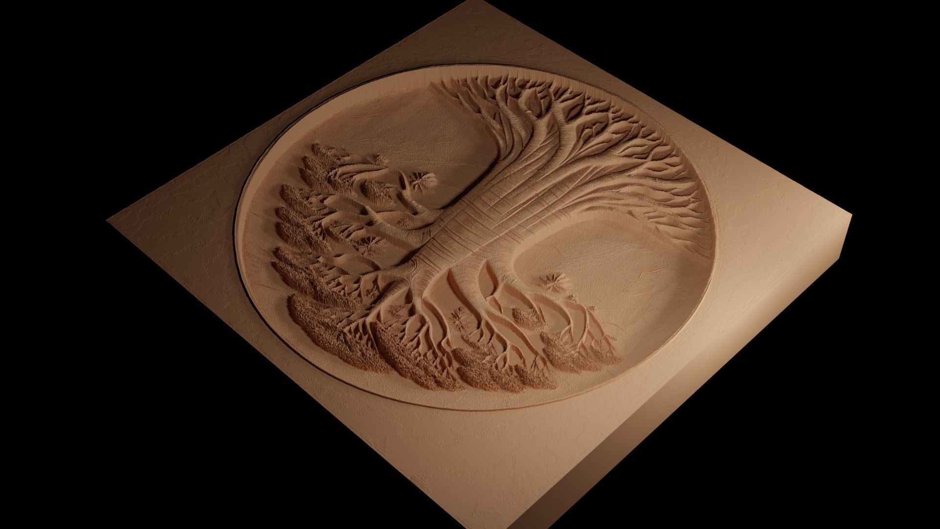 Baobab Tree CNC 3d Print High Relief Sand Casting 3D print model_4