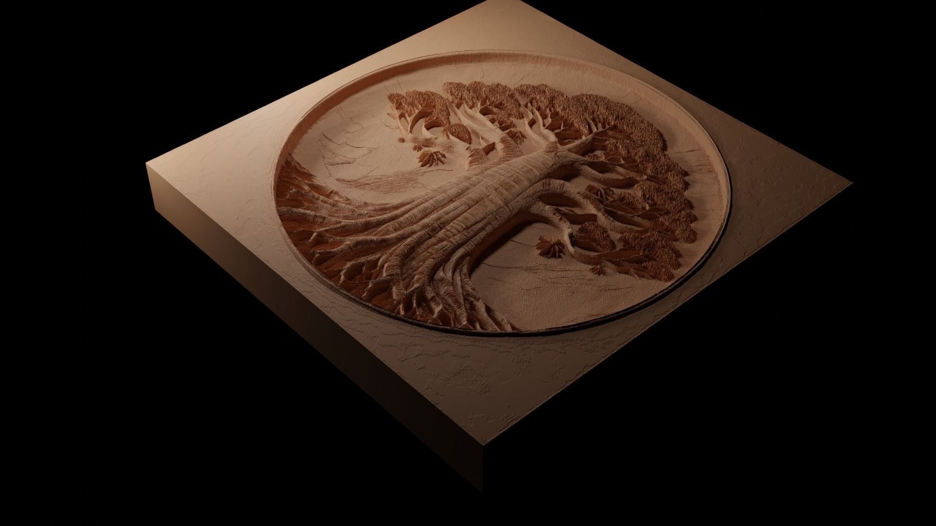 Baobab Tree CNC 3d Print High Relief Sand Casting 3D print model_1