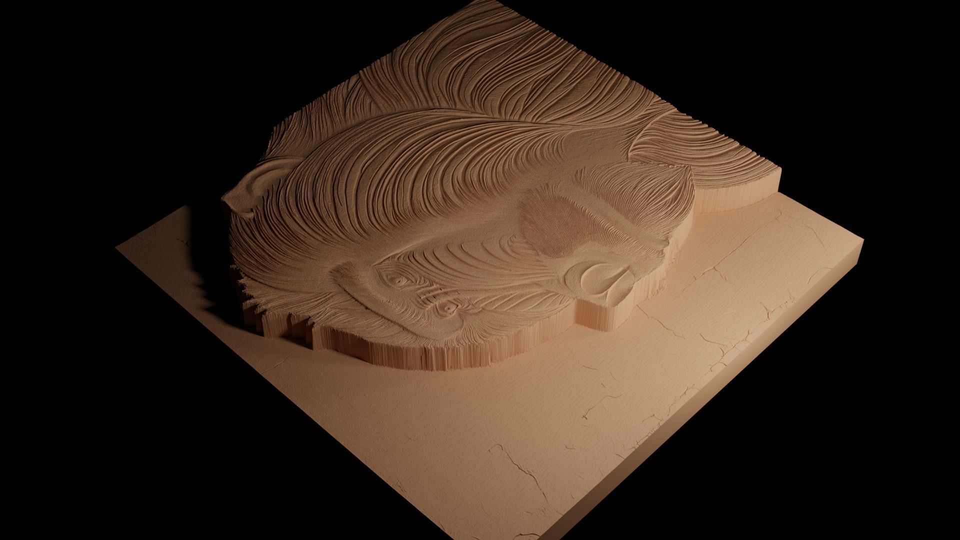 Baboon CNC 3d Print High Relief Sand Casting 3D print model_4