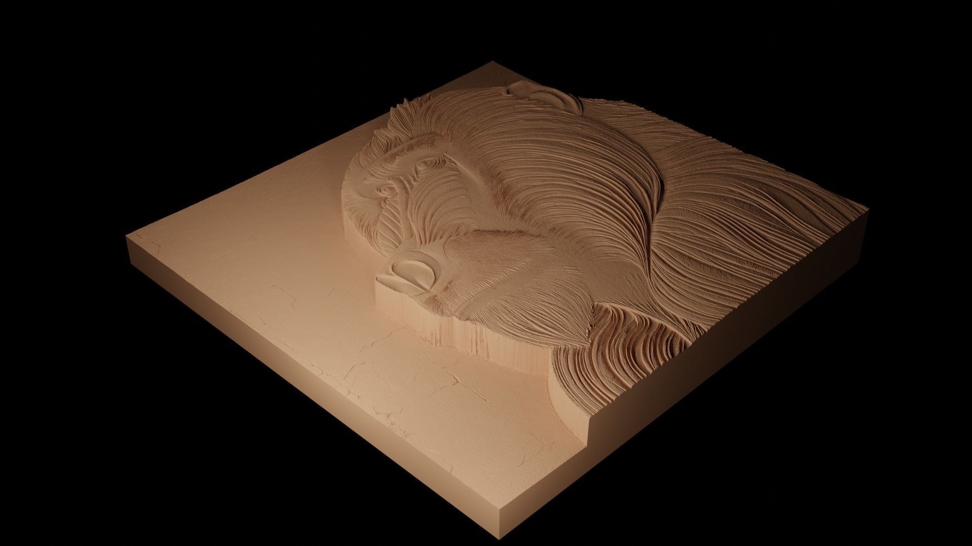 Baboon CNC 3d Print High Relief Sand Casting 3D print model_2