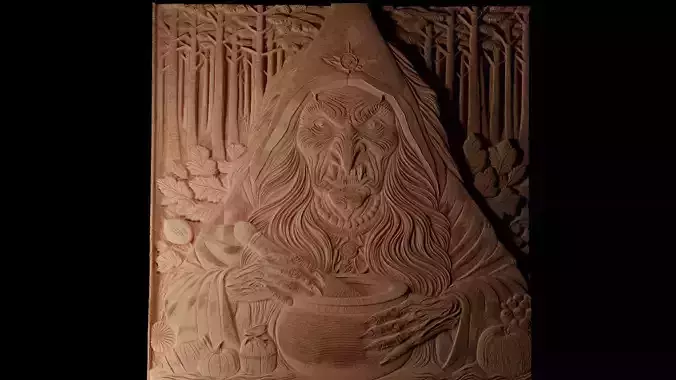 Baba Yaga CNC 3d Print High Relief Sand Casting 3D print model