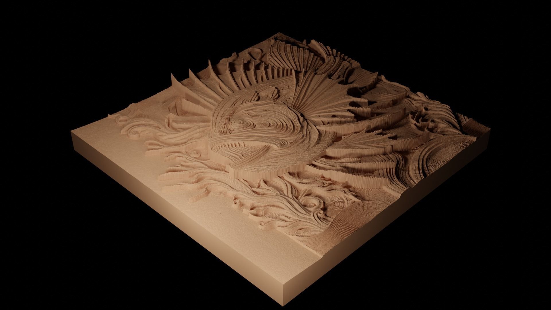 Anglerfish CNC 3d Print High Relief Sand Casting 3D print model_2