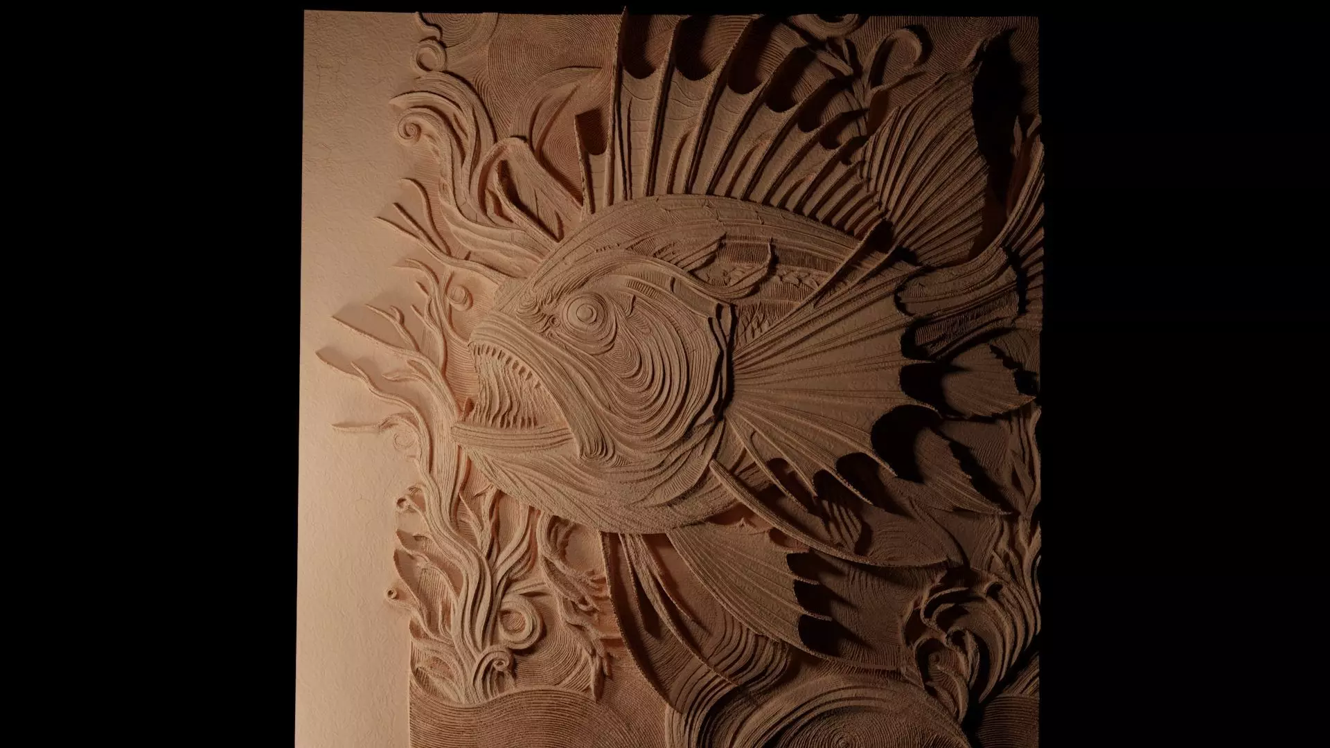 Anglerfish CNC 3d Print High Relief Sand Casting 3D print model_0