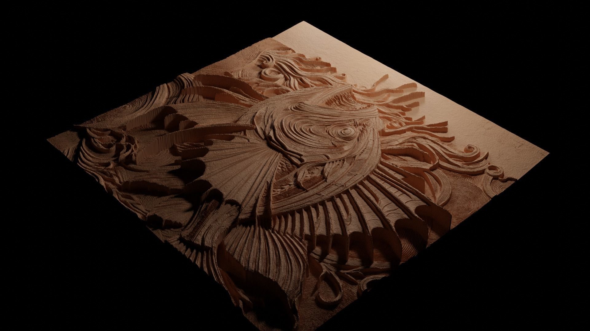 Anglerfish CNC 3d Print High Relief Sand Casting 3D print model_3