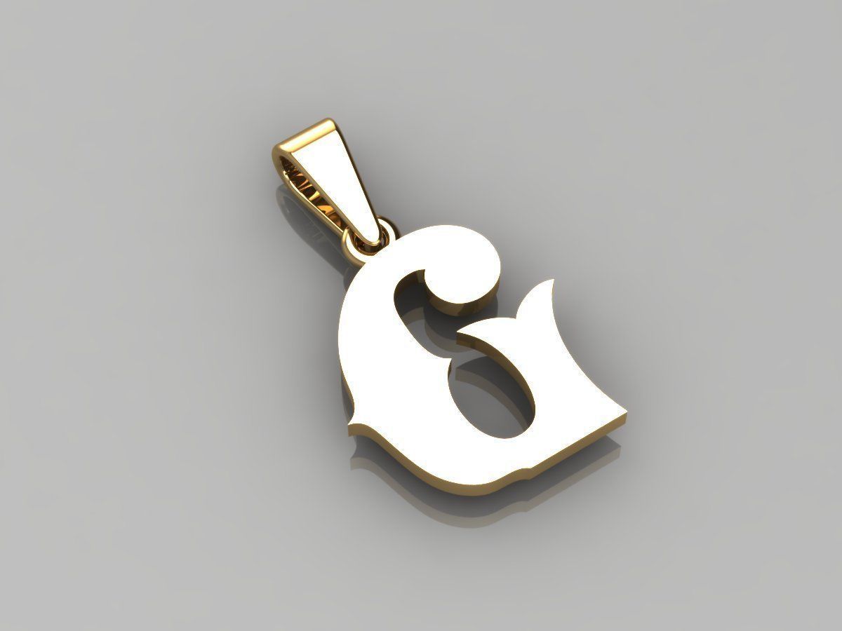 G alphabate pendant  3D print model_2