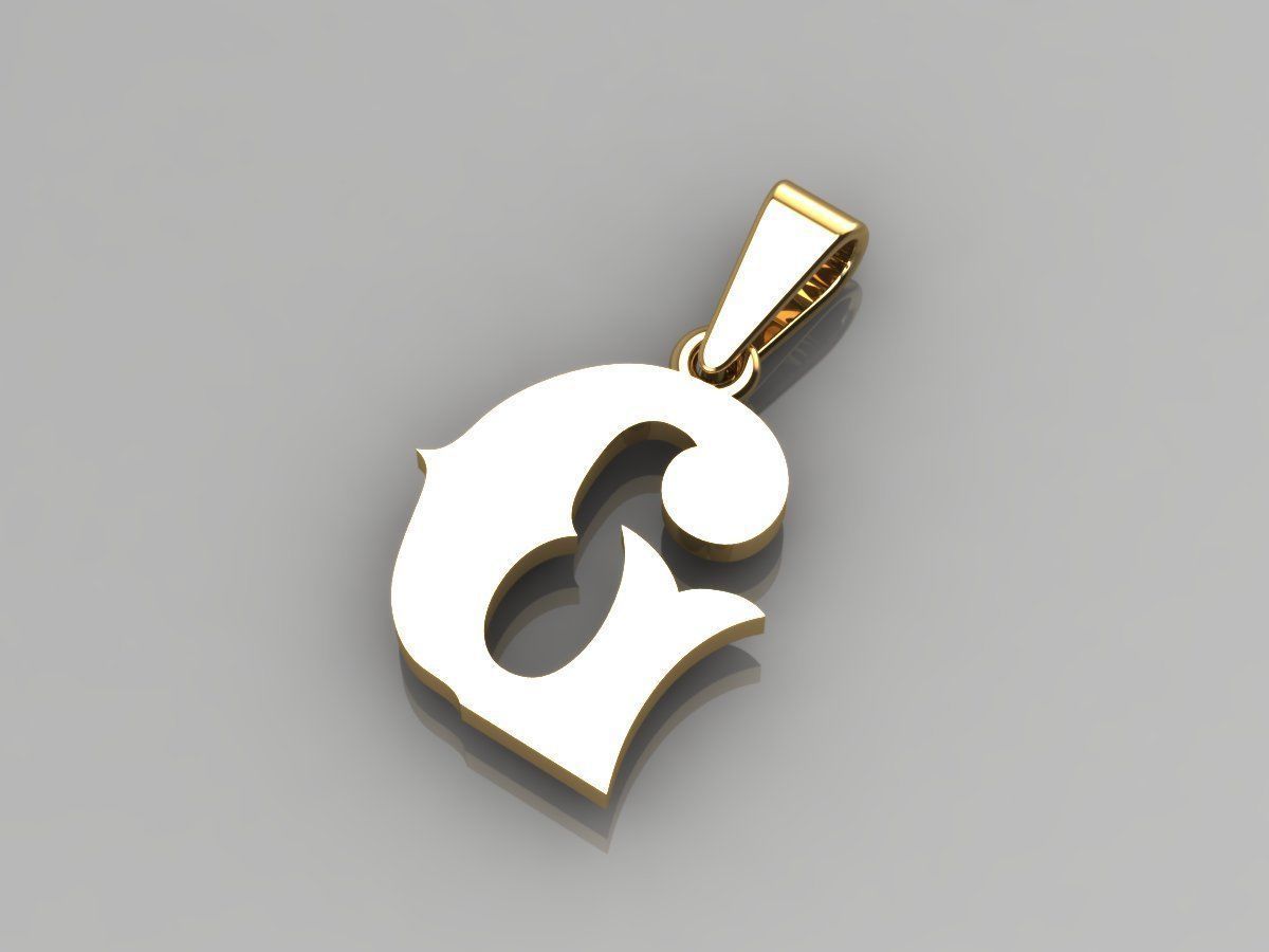 G alphabate pendant  3D print model_1