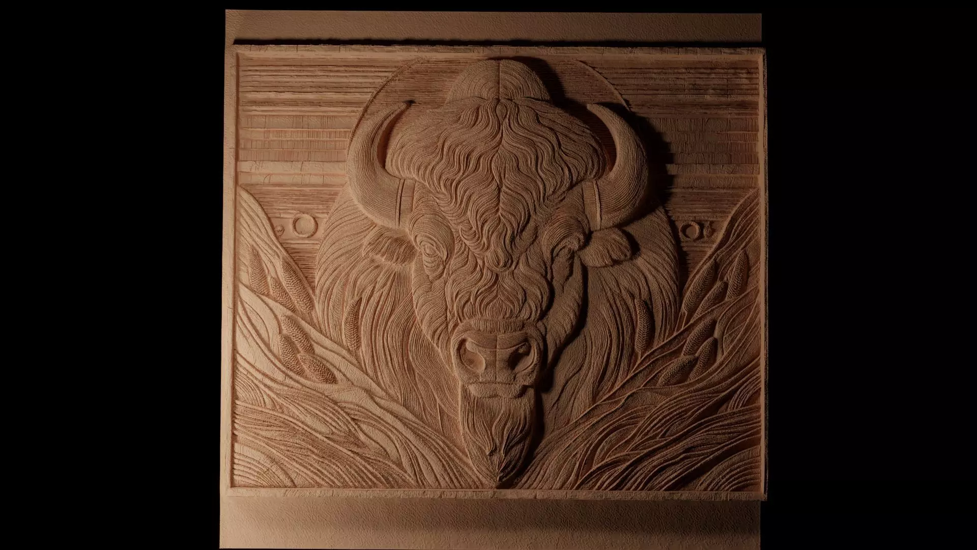 American Bison CNC 3d Print High Relief Sand Casting 3D print model_0