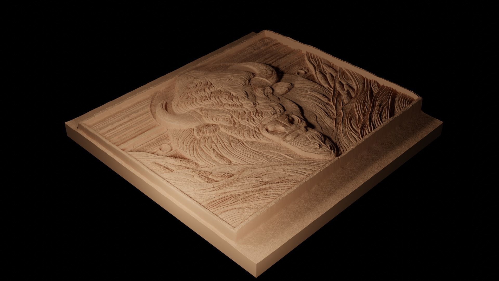 American Bison CNC 3d Print High Relief Sand Casting 3D print model_2