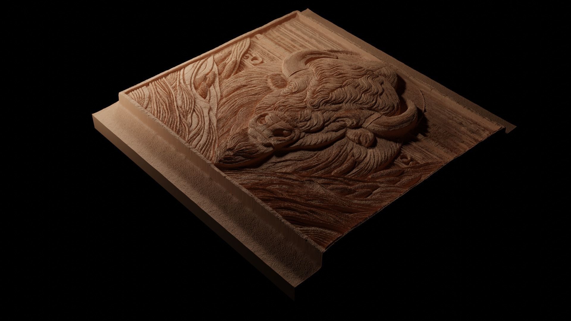 American Bison CNC 3d Print High Relief Sand Casting 3D print model_1