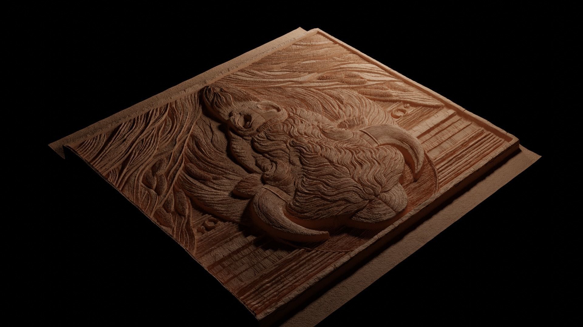 American Bison CNC 3d Print High Relief Sand Casting 3D print model_3