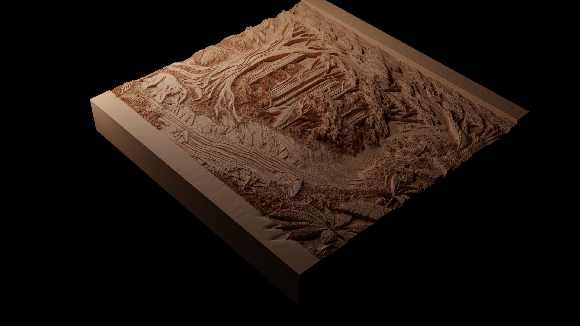 Amazon Rainforest CNC 3d Print High Relief Sand Casting 3D print model_1