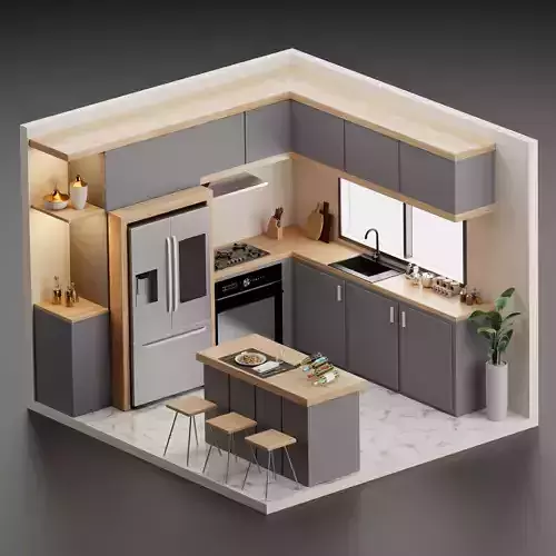 Kitchen isometric interior