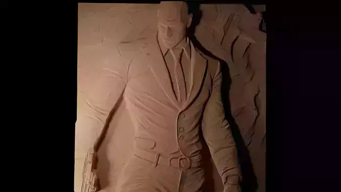 Agent 47 Hitman CNC 3d Print High Relief Sand Casting 3D print model