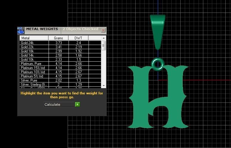 H alphabate pendant  3D print model_3