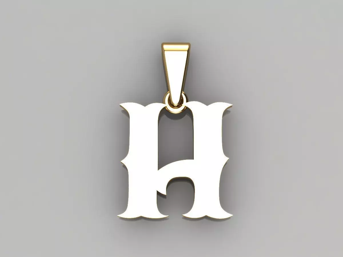 H alphabate pendant  3D print model_0