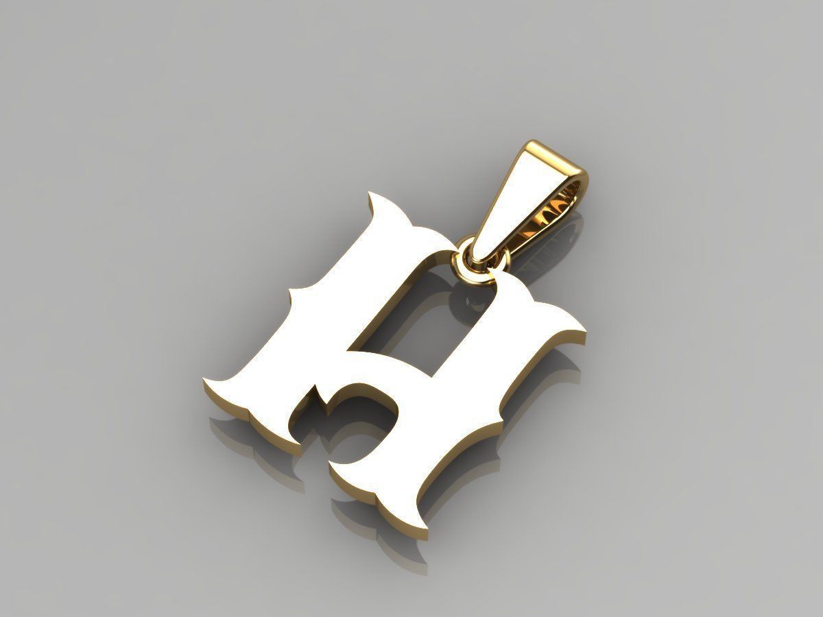 H alphabate pendant  3D print model_1