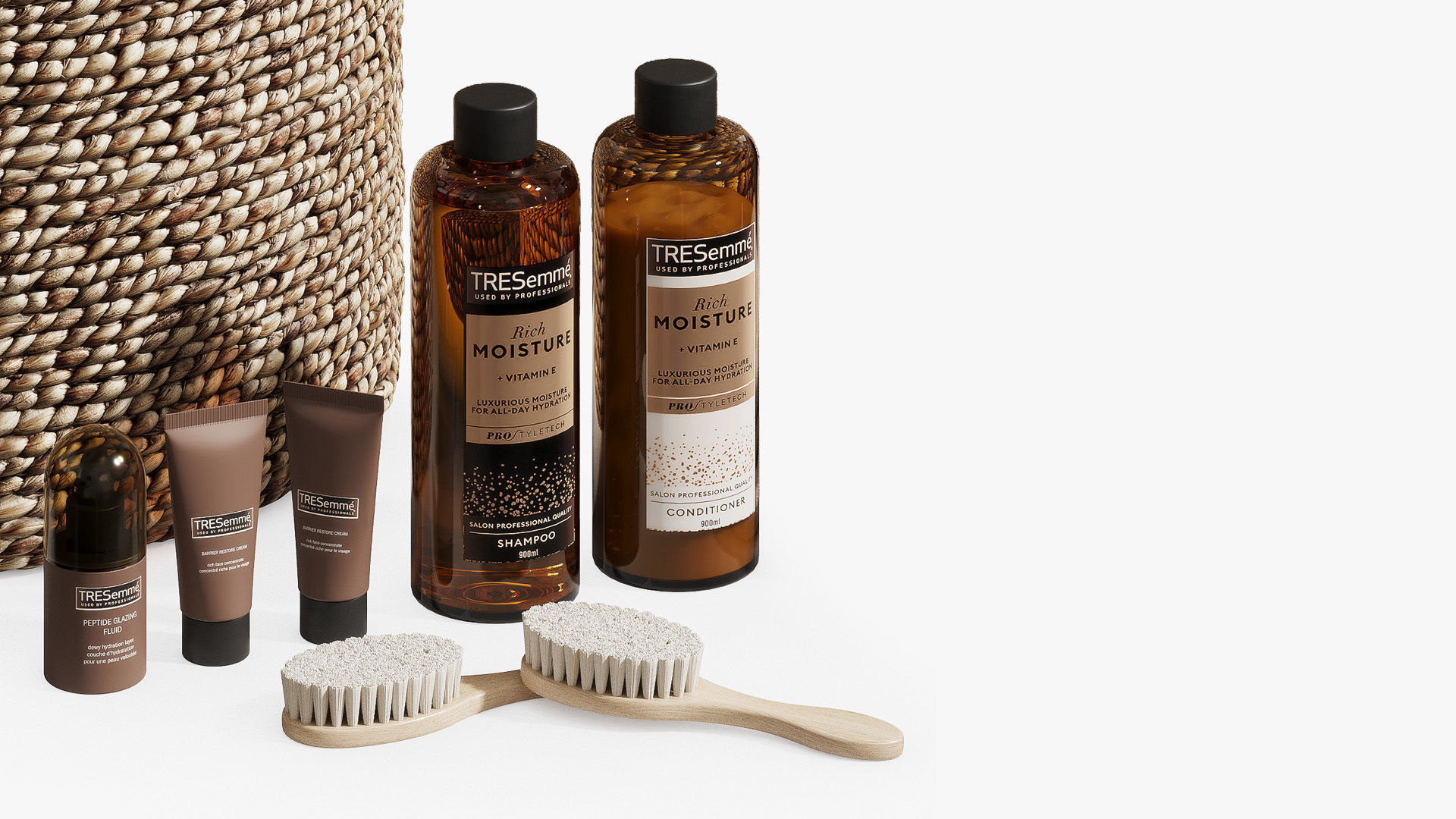 Bathroom set with baskets and skincare products 3D model_4