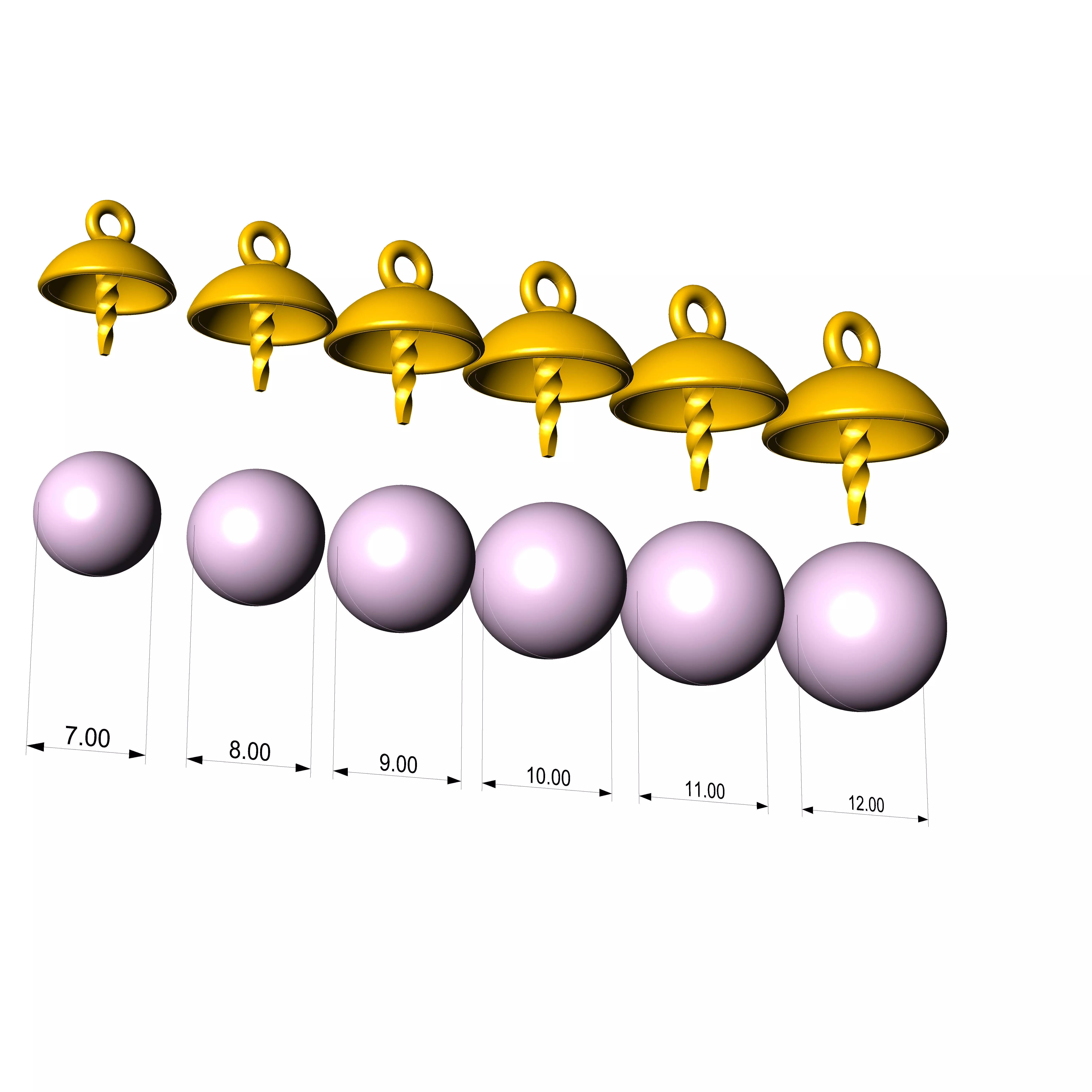 Charms Pin Bails Beads Caps Clasps Pins Pendant pearl 3D print model