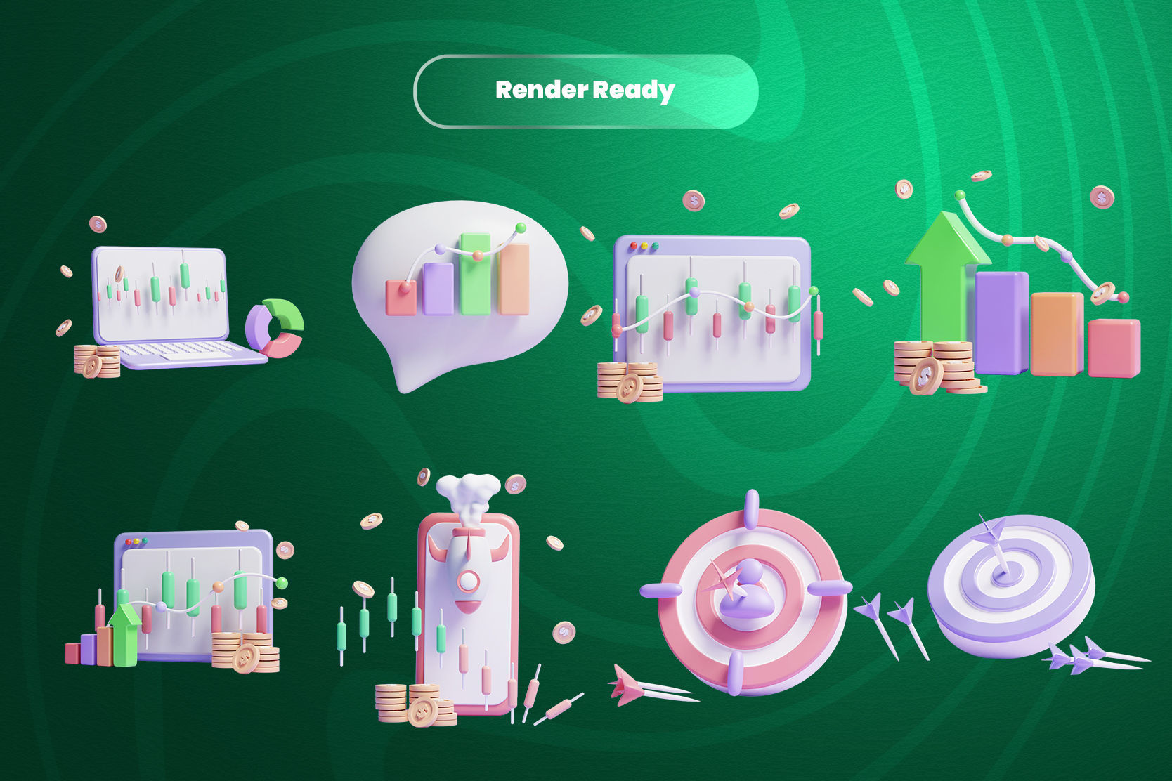 Online Trading 3d Illustration  Icon Pack 3D model_2