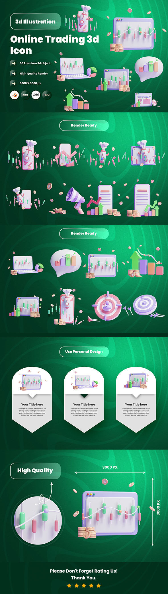 Online Trading 3d Illustration  Icon Pack 3D model_5