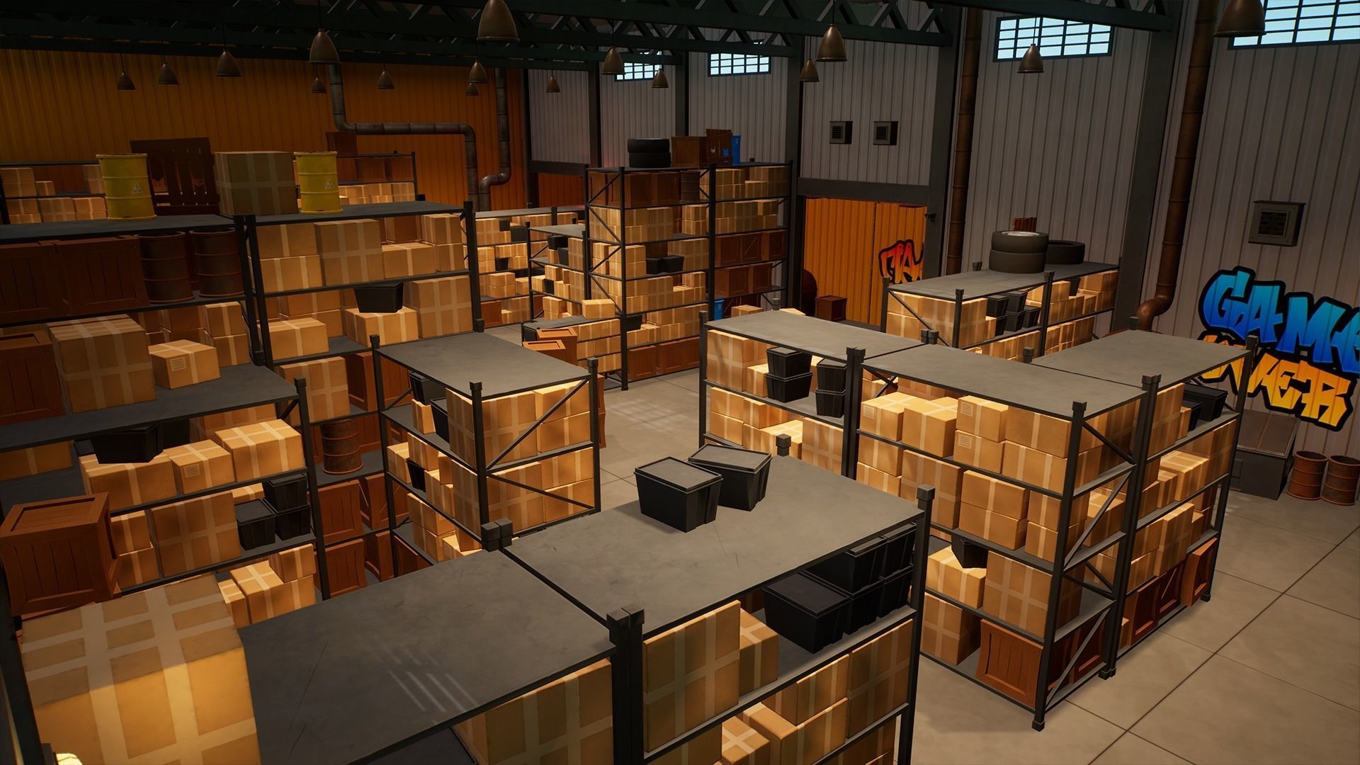 Stylized Low Poly FPS Map 1 - Warehouse Low-poly 3D model_2