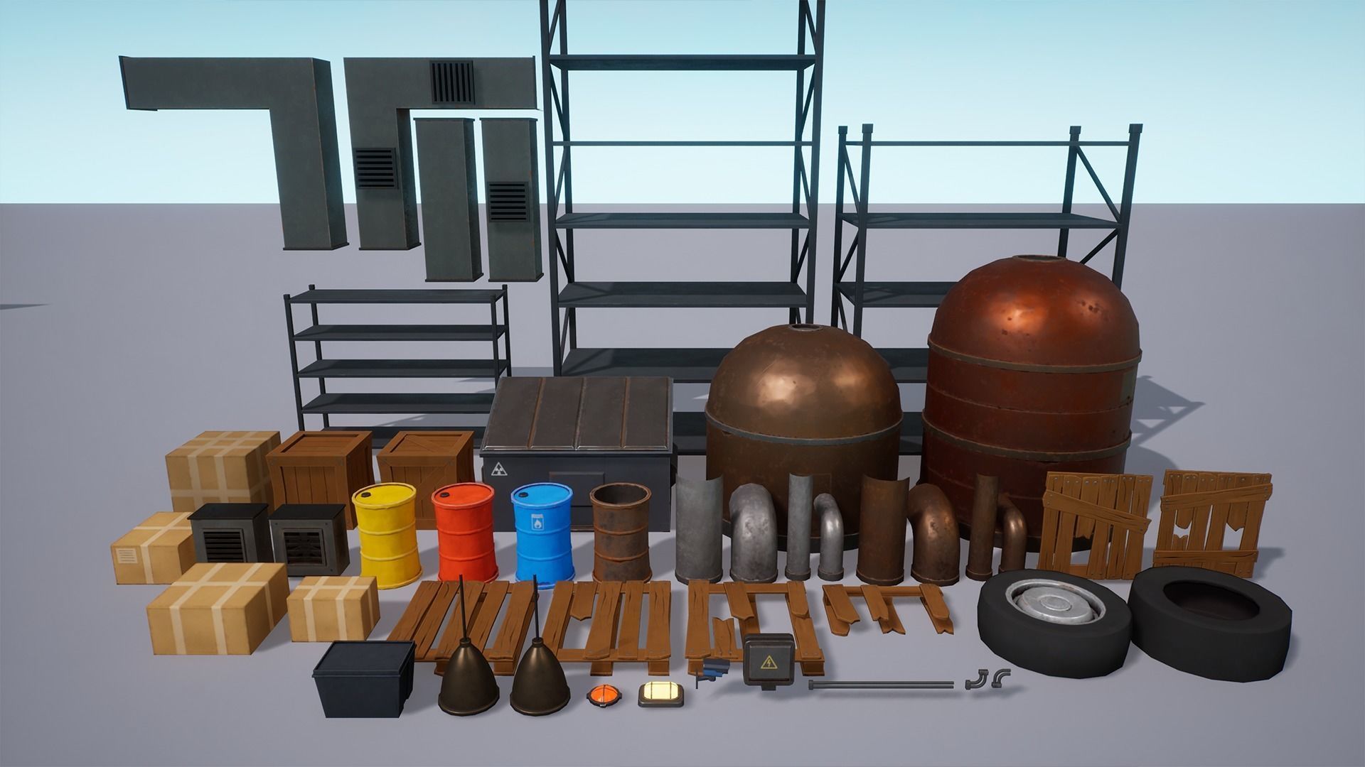 Stylized Low Poly FPS Map 1 - Warehouse Low-poly 3D model_7