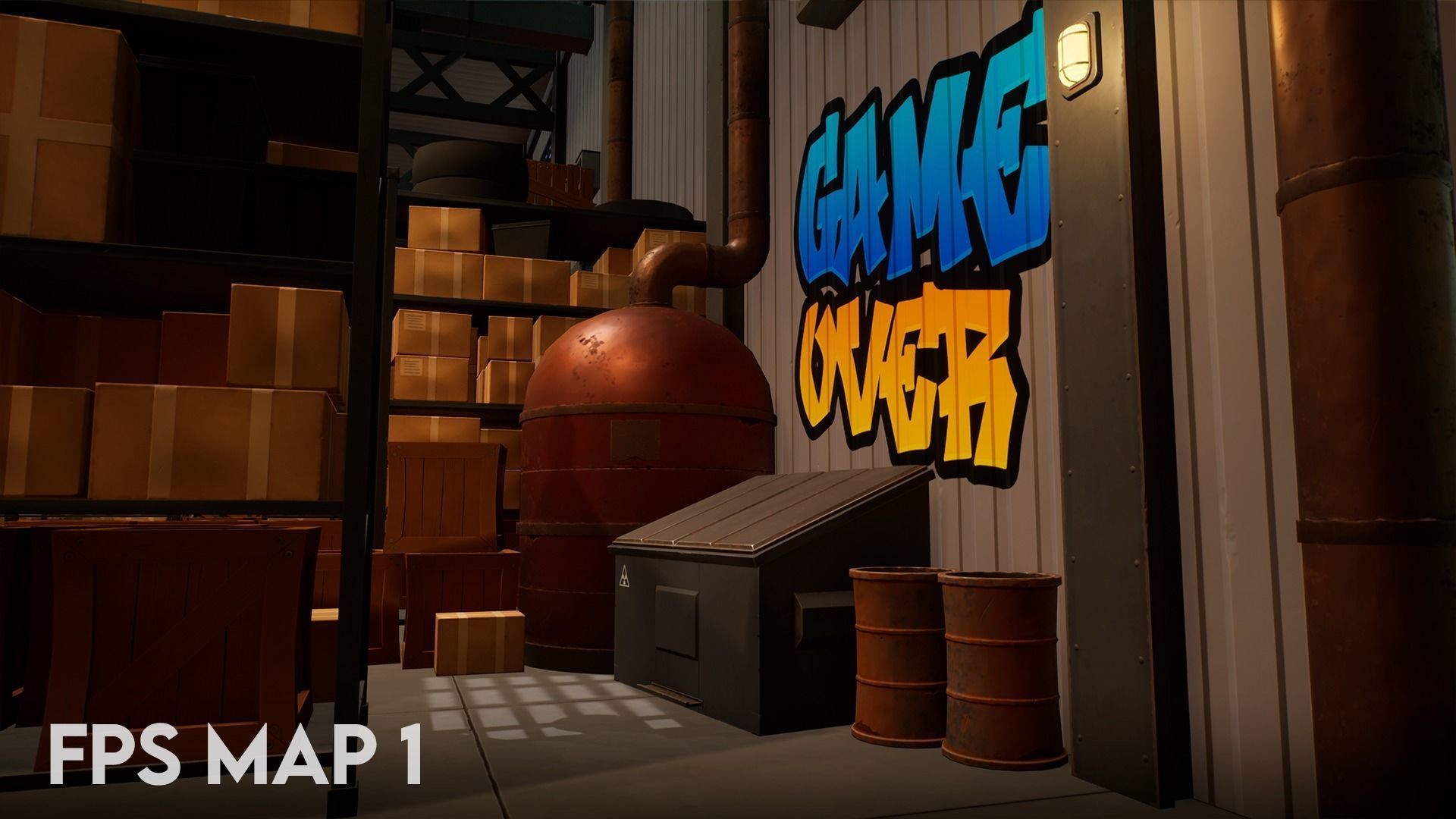 Stylized Low Poly FPS Map 1 - Warehouse Low-poly 3D model_1