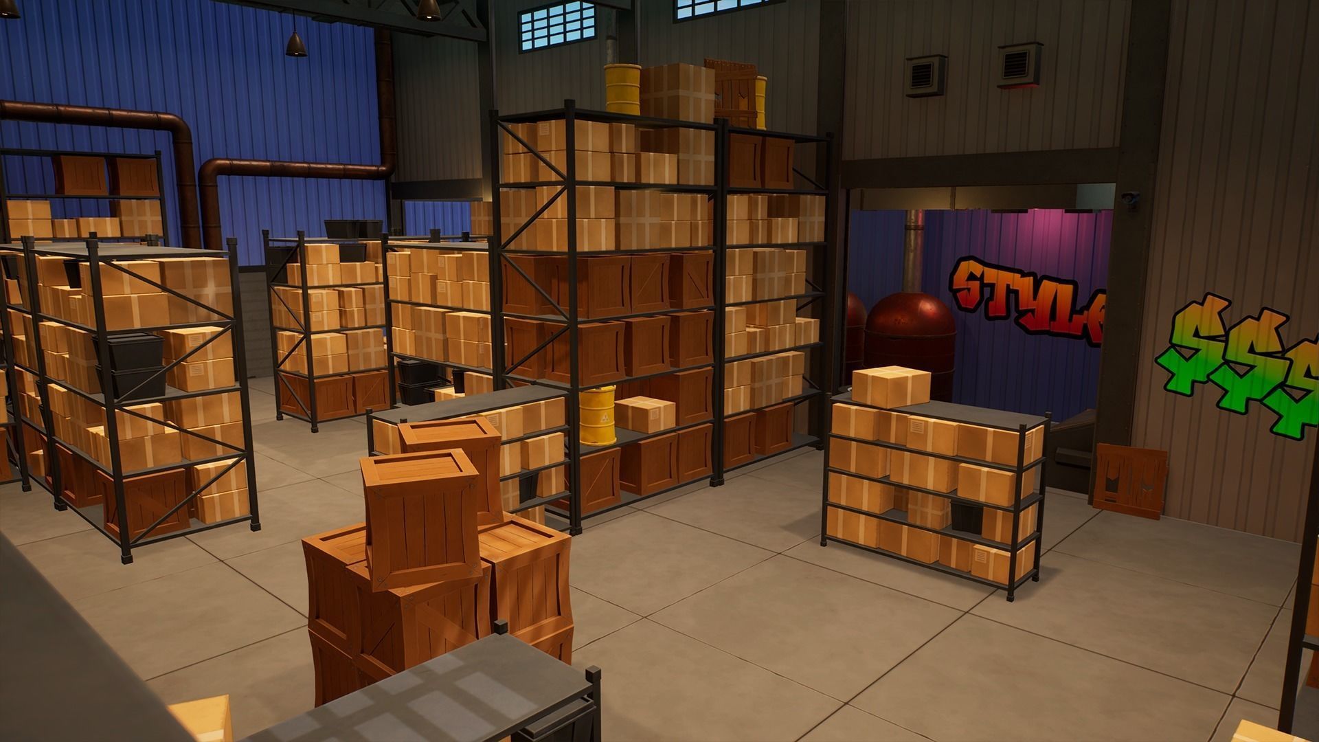 Stylized Low Poly FPS Map 1 - Warehouse Low-poly 3D model_4