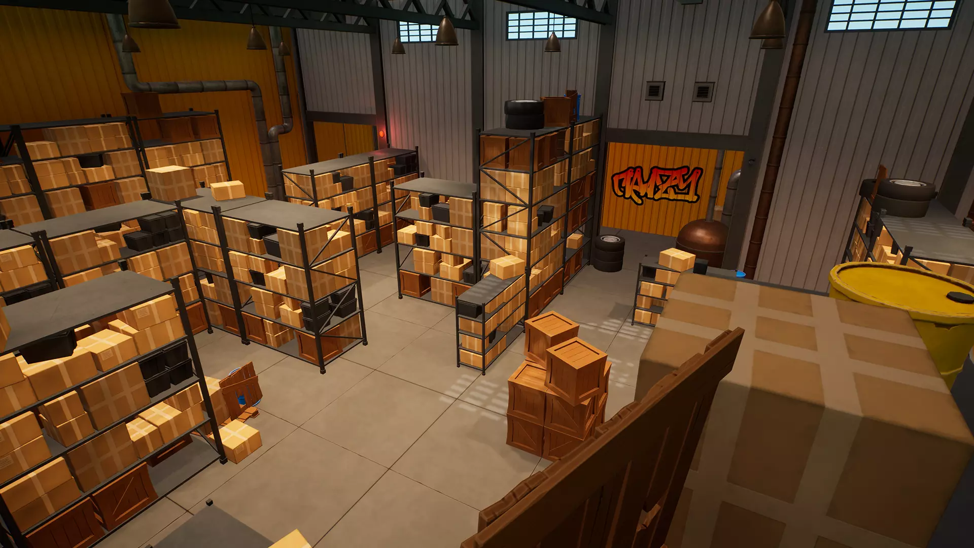 Stylized Low Poly FPS Map 1 - Warehouse Low-poly 3D model_0