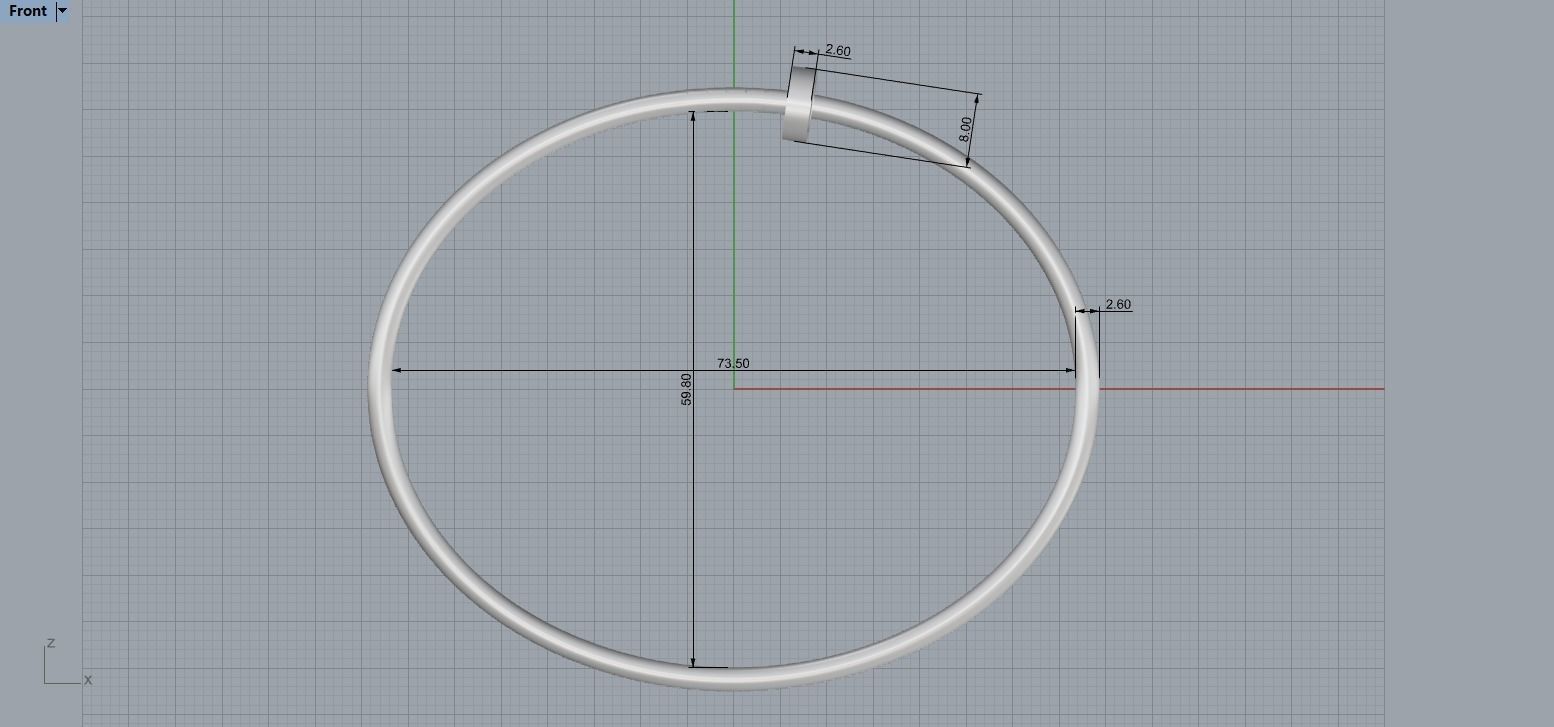 Juste un clou Bracelet 21 Size Small Version N192 3D print model_6