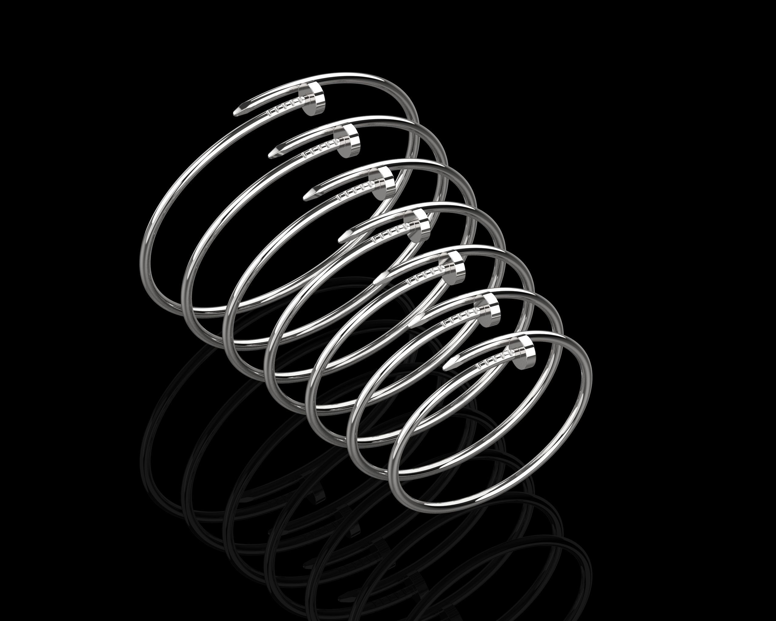 Juste un clou Bracelets Small version in different sizes 15 - 21 3D Model Collection_2