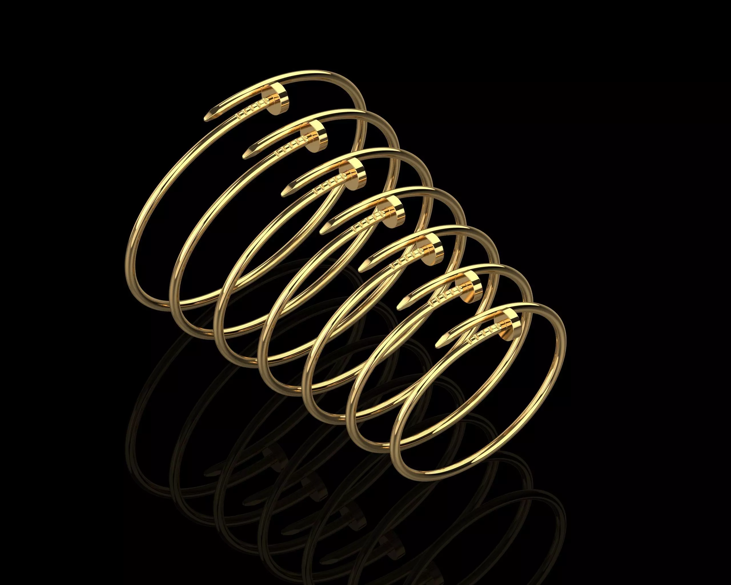 Juste un clou Bracelets Small version in different sizes 15 - 21 3D Model Collection_0