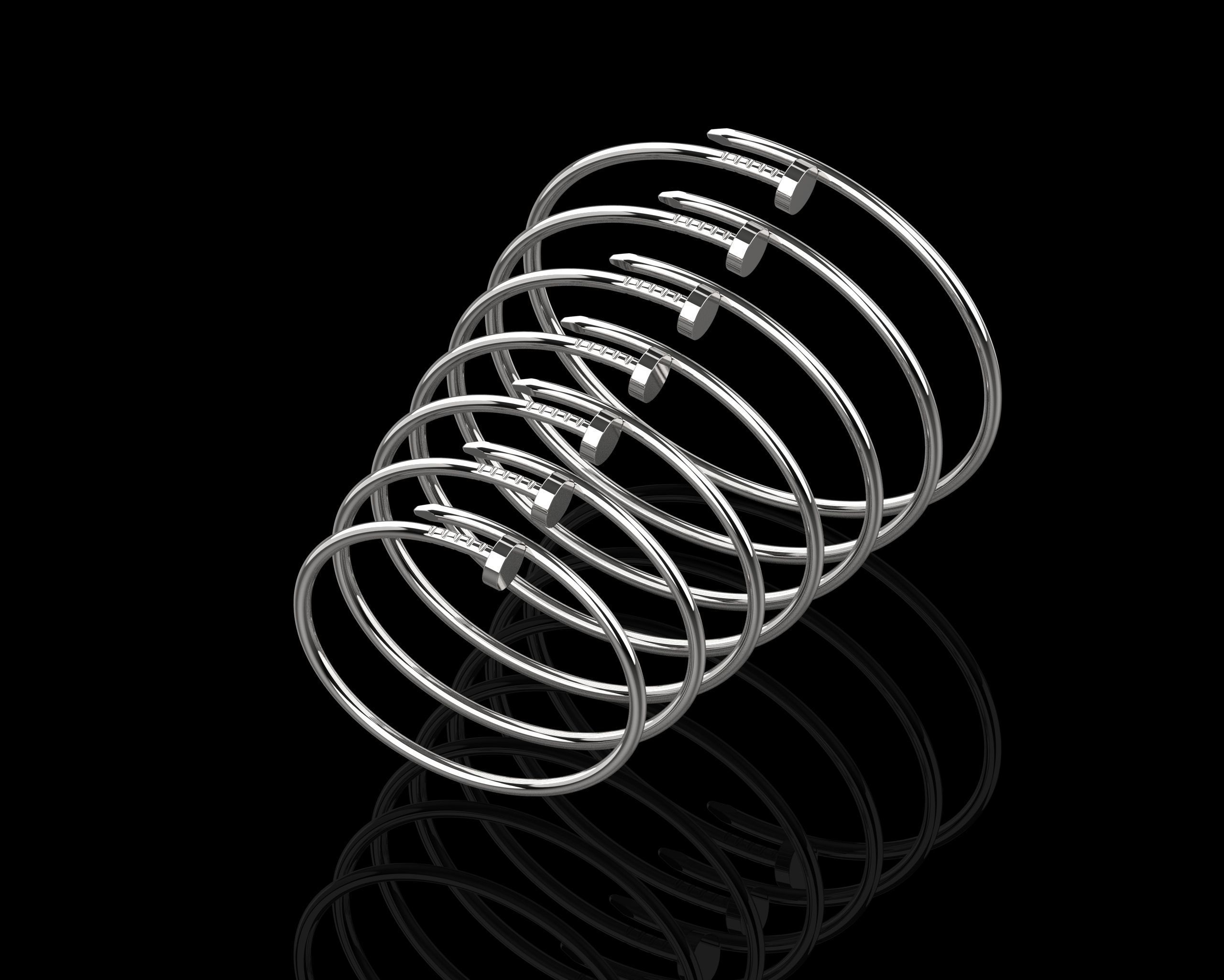 Juste un clou Bracelets Small version in different sizes 15 - 21 3D Model Collection_3